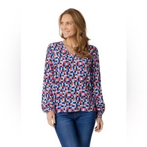 Sail to Sable XS Multicolor Geometric Blouse NWT